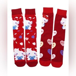 Hello Kitty & Friends Sweethearts Crew Socks 2-Pack Heart Box Valentine Gift NWT